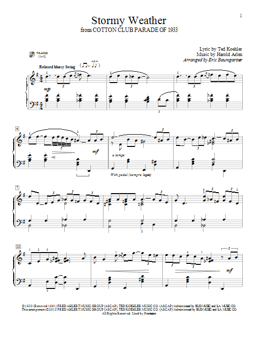 Download Eric Baumgartner Stormy Weather (Keeps Rainin' All The Time) Sheet Music and learn how to play Educational Piano PDF digital score in minutes