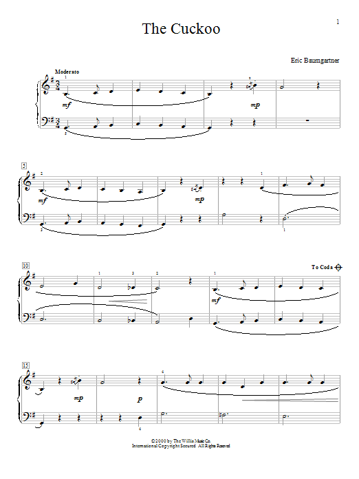 Download Eric Baumgartner The Cuckoo Sheet Music and learn how to play Easy Piano PDF digital score in minutes