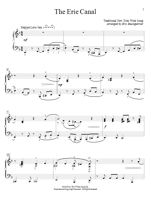 Download Eric Baumgartner The Erie Canal Sheet Music and learn how to play Easy Piano PDF digital score in minutes