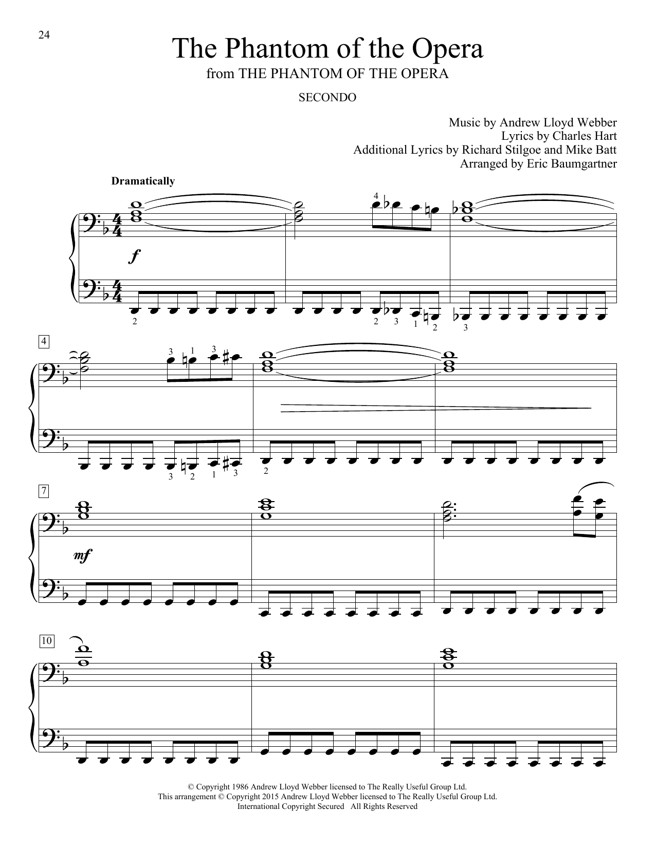 Download Andrew Lloyd Webber The Phantom Of The Opera Sheet Music and learn how to play Piano Duet PDF digital score in minutes