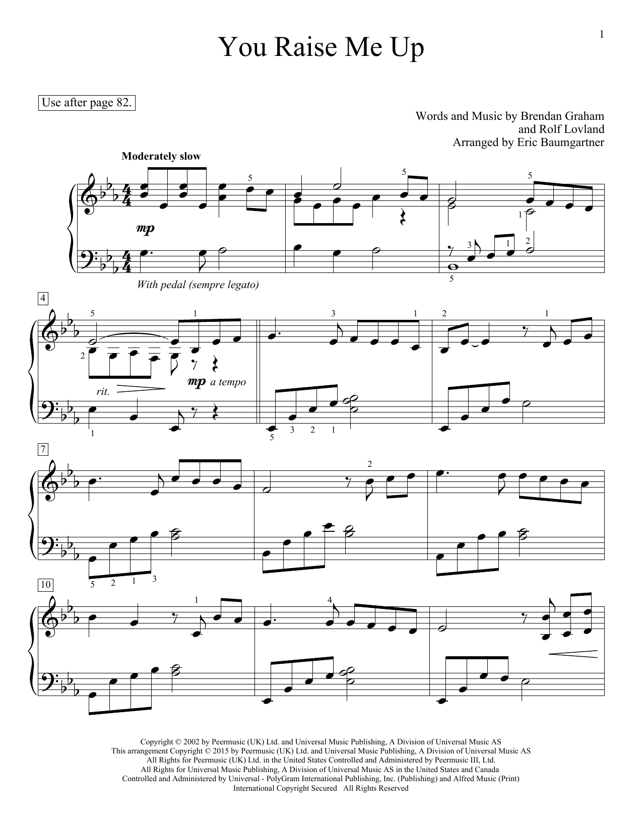 Download Josh Groban You Raise Me Up Sheet Music and learn how to play Easy Piano PDF digital score in minutes