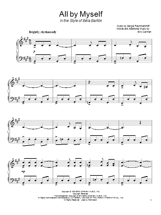 Download Eric Carmen All By Myself Sheet Music and learn how to play Piano PDF digital score in minutes