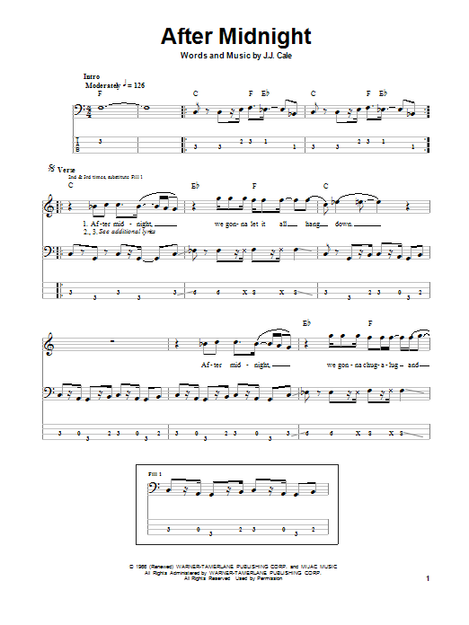 Download Eric Clapton After Midnight Sheet Music and learn how to play Guitar Tab (Single Guitar) PDF digital score in minutes