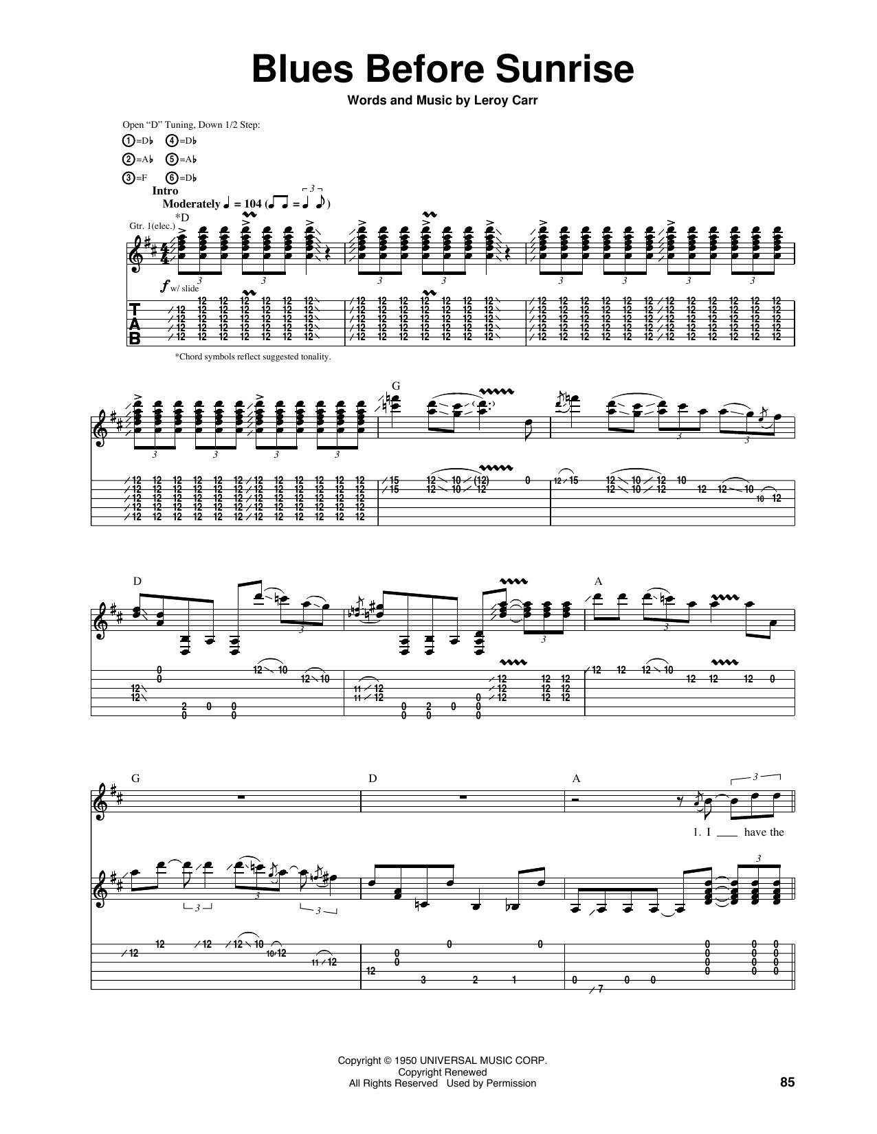 Download Eric Clapton Blues Before Sunrise Sheet Music and learn how to play Guitar Tab PDF digital score in minutes
