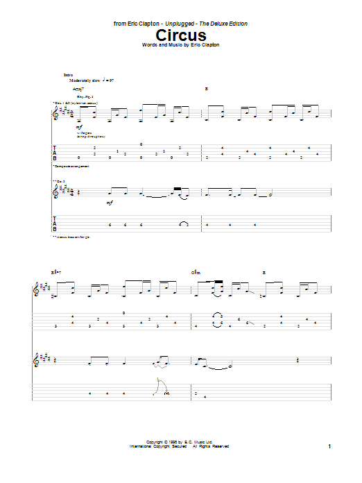 Download Eric Clapton Circus Sheet Music and learn how to play Guitar Tab PDF digital score in minutes