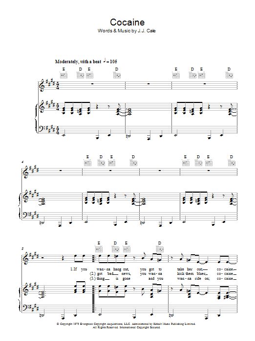 Download Eric Clapton Cocaine Sheet Music and learn how to play Ukulele PDF digital score in minutes