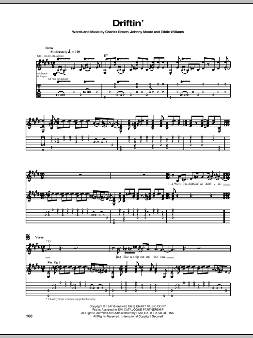 Download Eric Clapton Driftin' Blues Sheet Music and learn how to play Piano Transcription PDF digital score in minutes