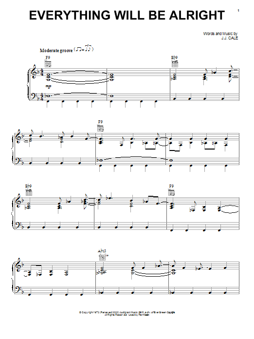 Download Eric Clapton Everything Will Be Alright Sheet Music and learn how to play Piano, Vocal & Guitar (Right-Hand Melody) PDF digital score in minutes