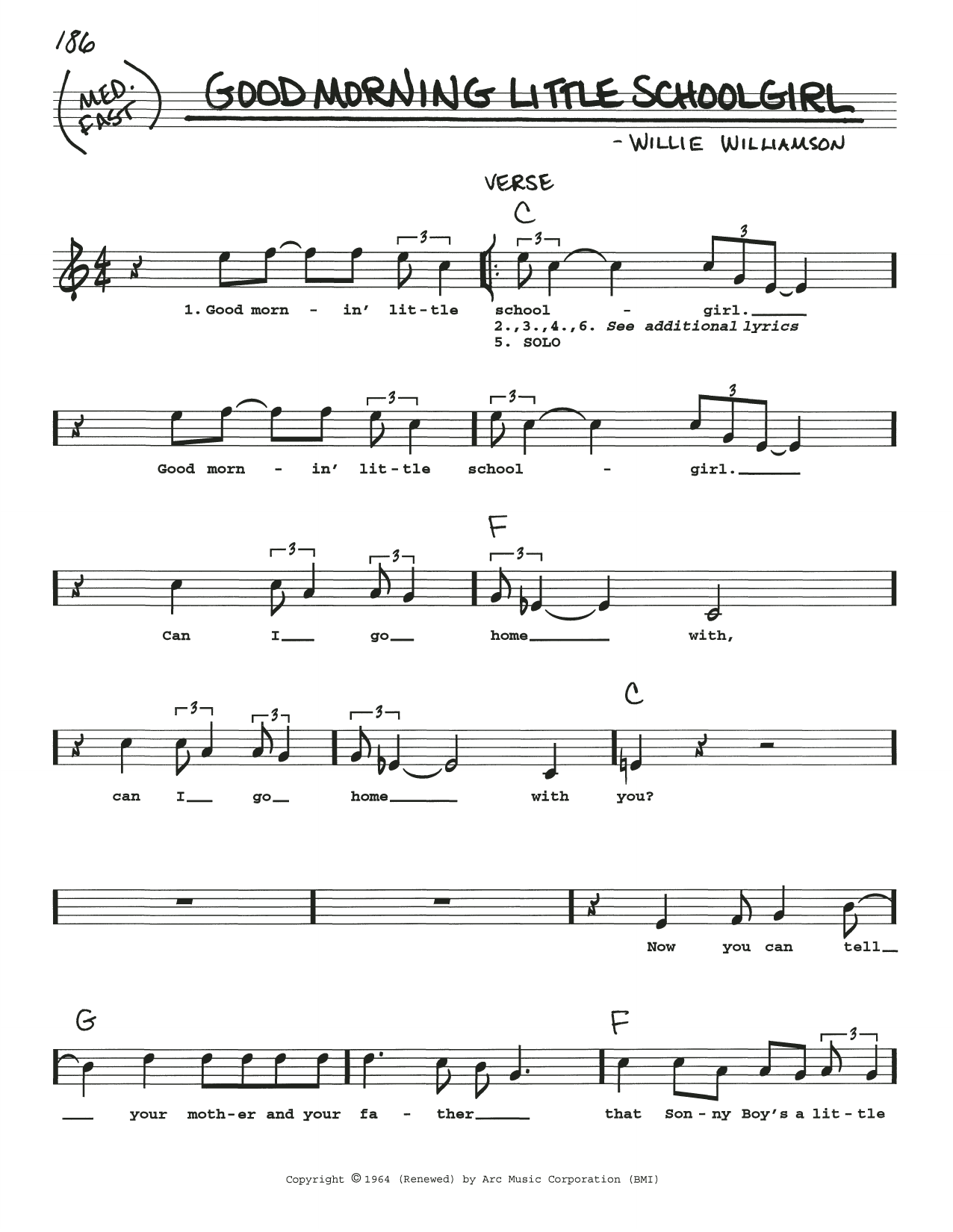 Download Eric Clapton Good Morning Little Schoolgirl Sheet Music and learn how to play Real Book – Melody, Lyrics & Chords PDF digital score in minutes
