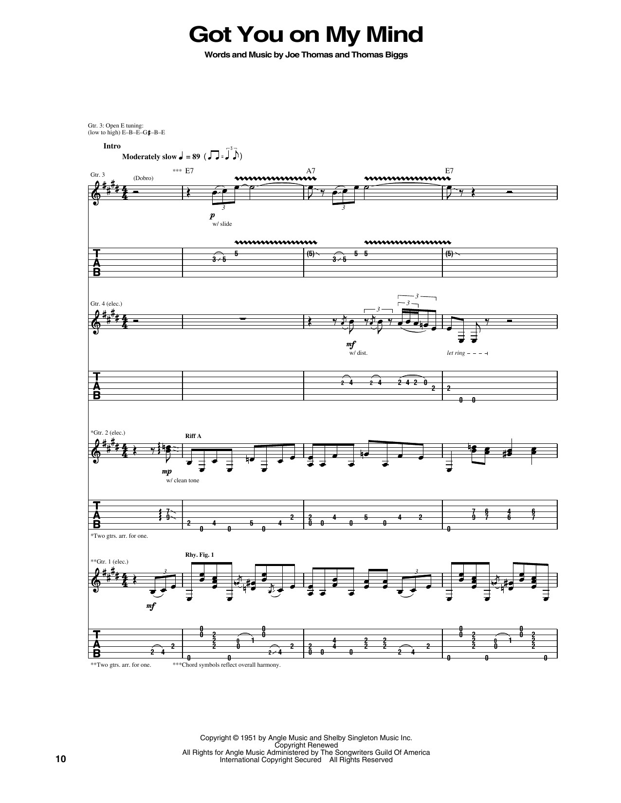 Download Eric Clapton Got You On My Mind Sheet Music and learn how to play Guitar Tab PDF digital score in minutes
