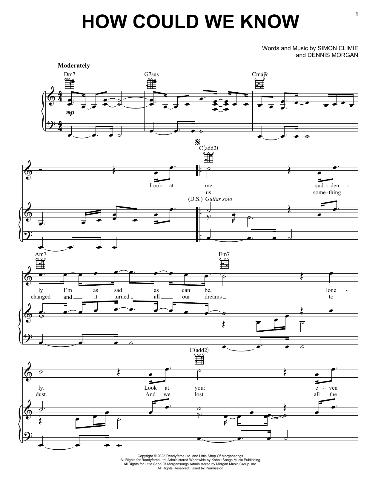 Download Eric Clapton How Could We Know (feat. Judith Hill, Simon Climie & Daniel Santiago) Sheet Music and learn how to play Piano, Vocal & Guitar Chords (Right-Hand Melody) PDF digital score in minutes