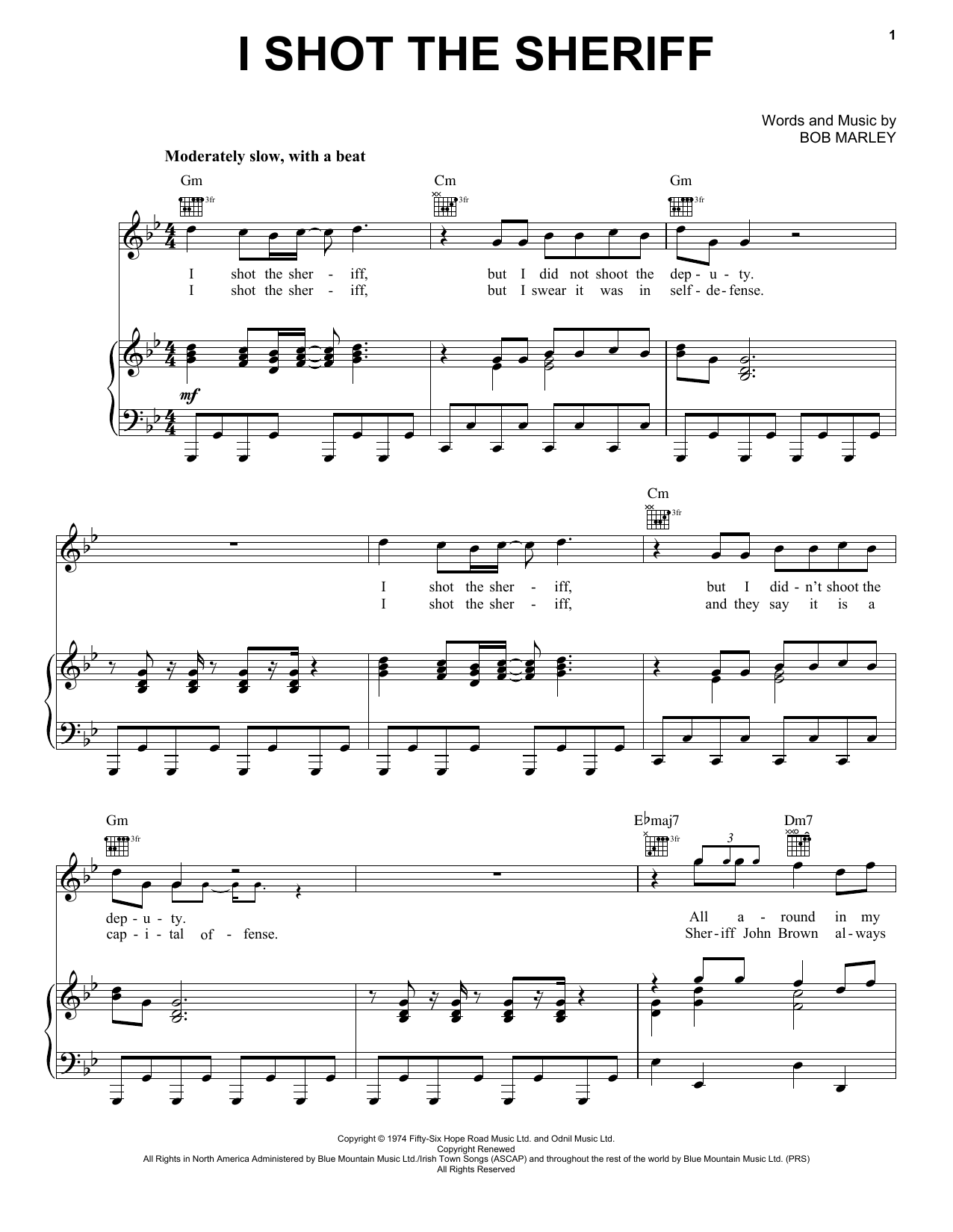 Download Eric Clapton I Shot The Sheriff Sheet Music and learn how to play Guitar with strumming patterns PDF digital score in minutes