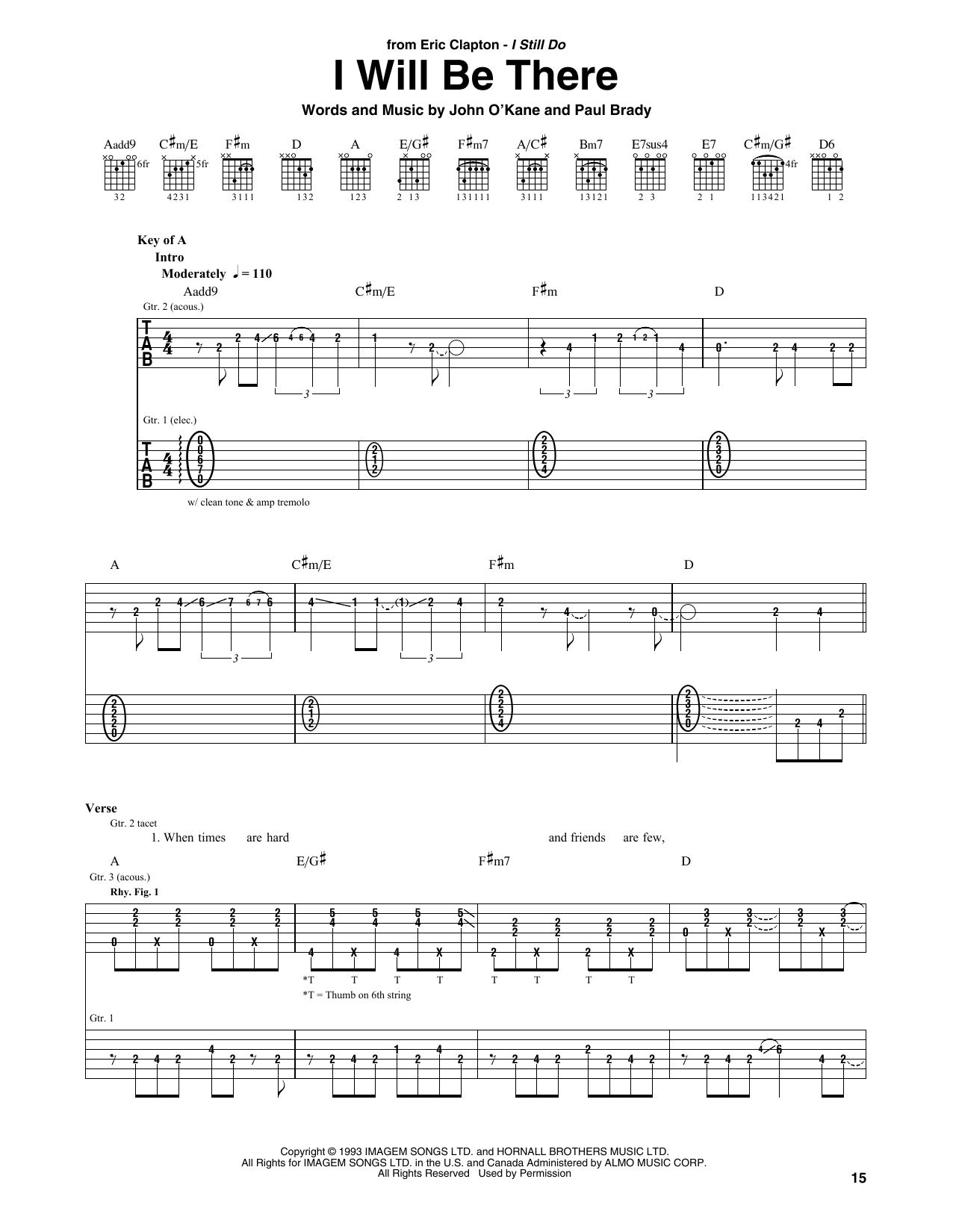 Download Eric Clapton I Will Be There Sheet Music and learn how to play Guitar Tab PDF digital score in minutes