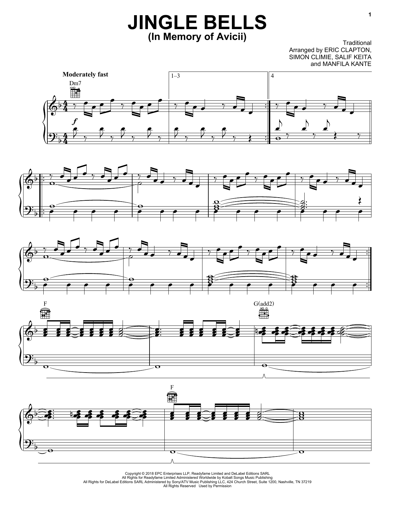 Download Eric Clapton Jingle Bells (In Memory Of Avicii) Sheet Music and learn how to play Piano Solo PDF digital score in minutes