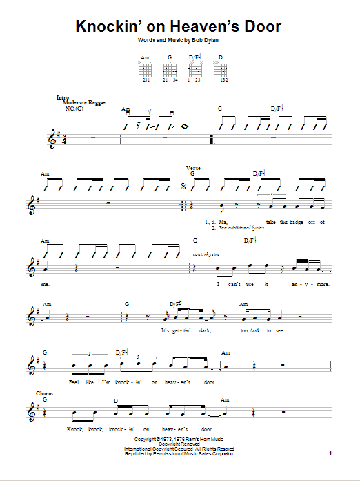 Download Eric Clapton Knockin' On Heaven's Door Sheet Music and learn how to play Mandolin PDF digital score in minutes