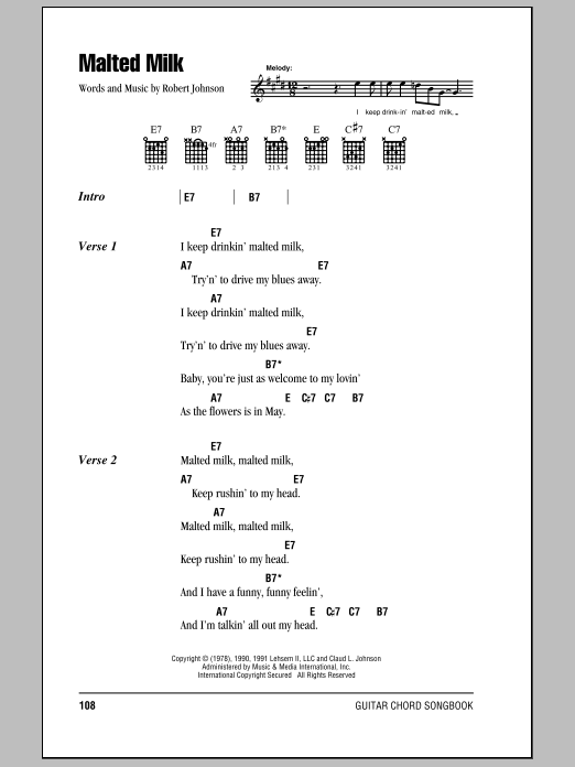 Download Eric Clapton Malted Milk Sheet Music and learn how to play Lyrics & Chords PDF digital score in minutes