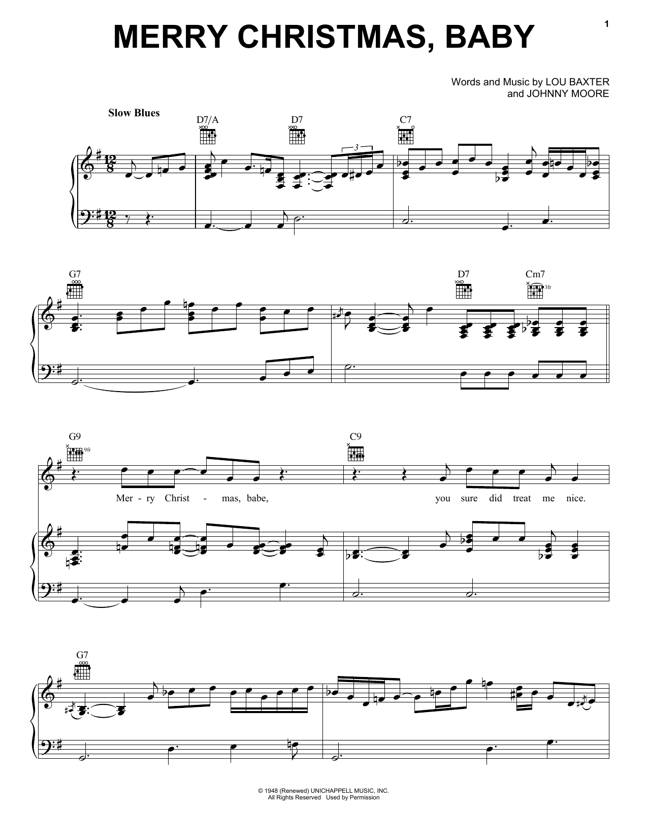 Download Eric Clapton Merry Christmas, Baby Sheet Music and learn how to play Piano, Vocal & Guitar Chords (Right-Hand Melody) PDF digital score in minutes