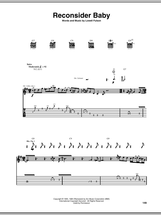 Download Eric Clapton Reconsider Baby Sheet Music and learn how to play Guitar Tab PDF digital score in minutes