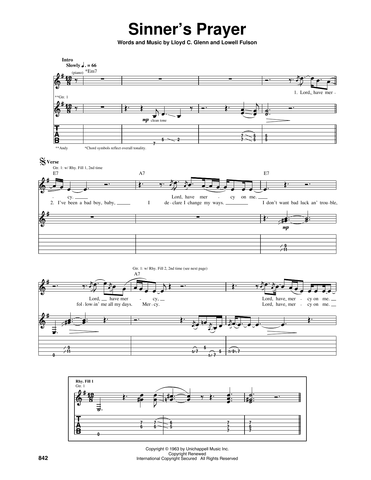 Download Eric Clapton Sinner's Prayer Sheet Music and learn how to play Guitar Tab PDF digital score in minutes