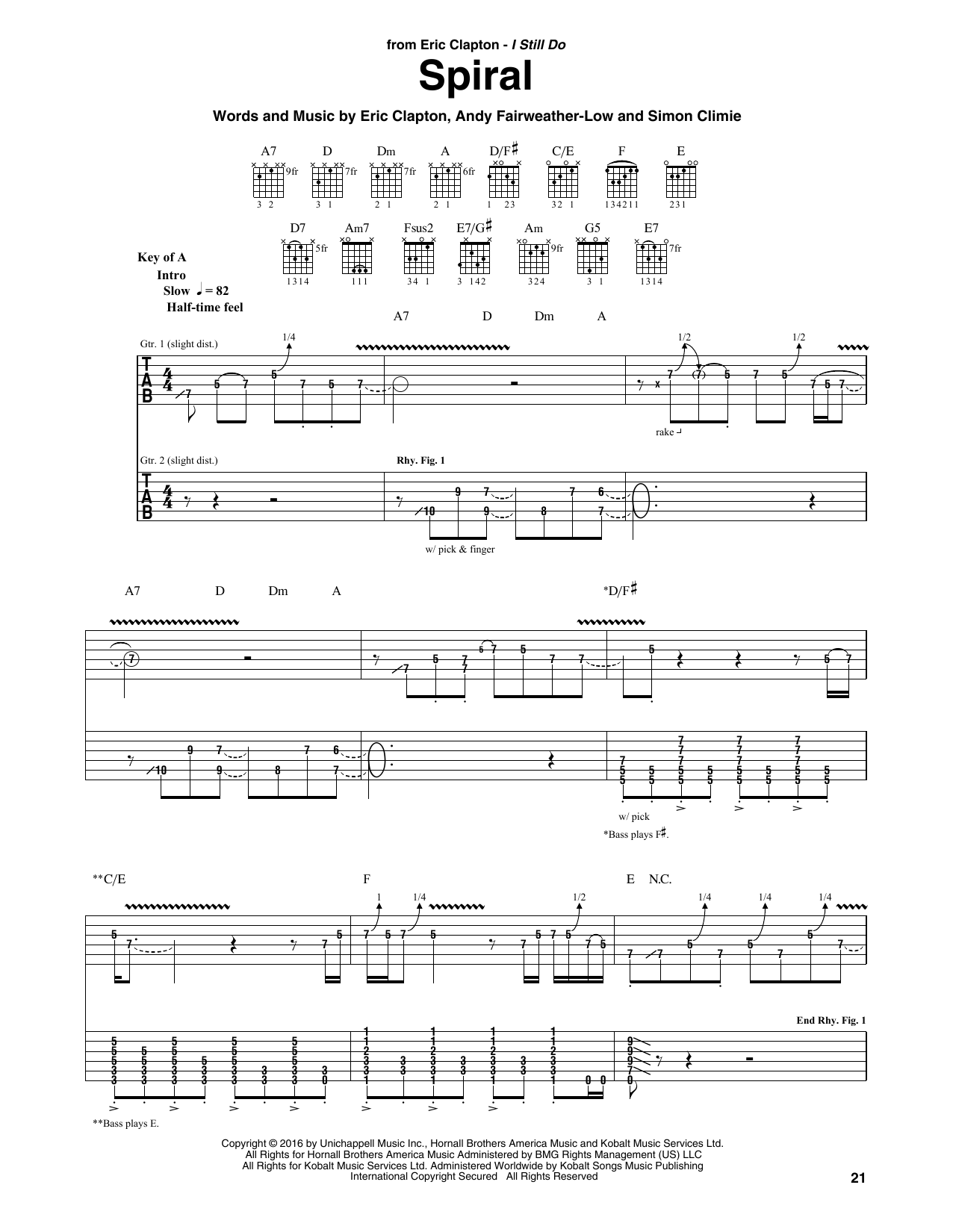 Download Eric Clapton Spiral Sheet Music and learn how to play Guitar Tab PDF digital score in minutes