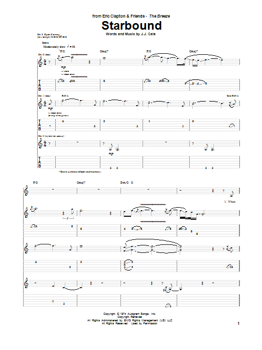 Download Eric Clapton Starbound Sheet Music and learn how to play Guitar Tab PDF digital score in minutes