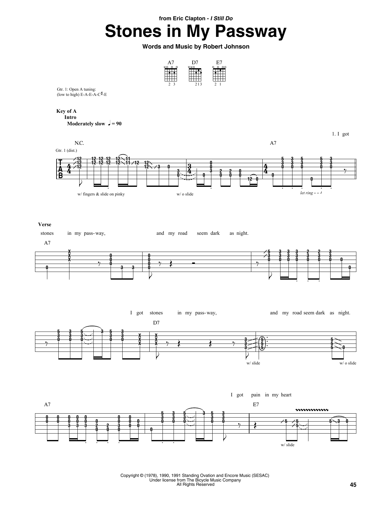 Download Eric Clapton Stones In My Passway Sheet Music and learn how to play Guitar Tab PDF digital score in minutes