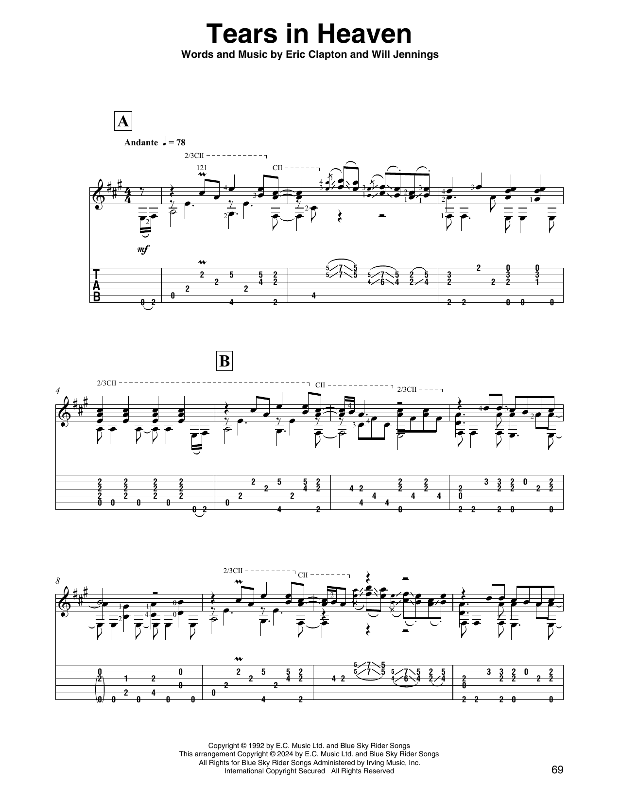 Download Eric Clapton Tears In Heaven (from Rush) (arr. David Jaggs) Sheet Music and learn how to play Solo Guitar PDF digital score in minutes