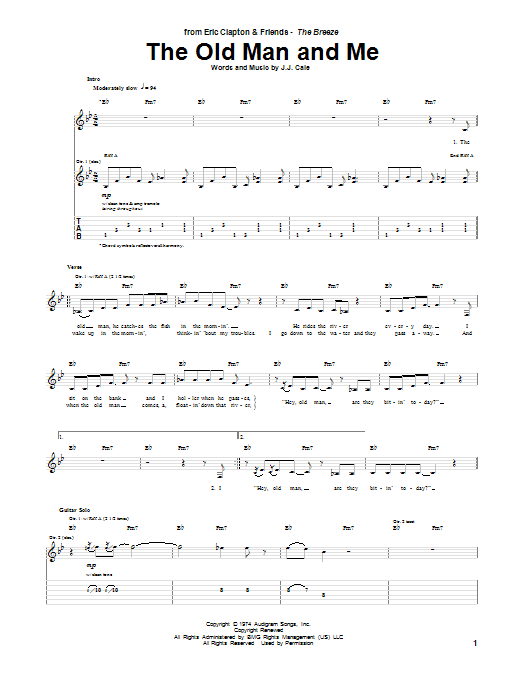 Download Eric Clapton The Old Man And Me Sheet Music and learn how to play Guitar Tab PDF digital score in minutes
