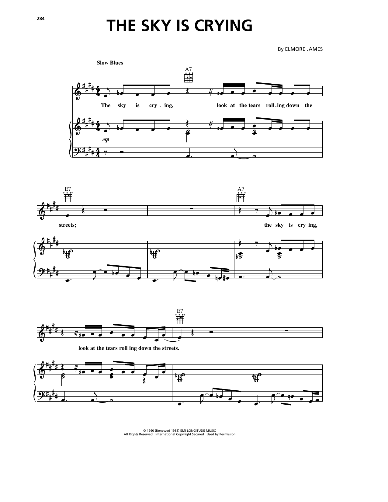 Download Eric Clapton The Sky Is Crying Sheet Music and learn how to play Piano, Vocal & Guitar Chords (Right-Hand Melody) PDF digital score in minutes