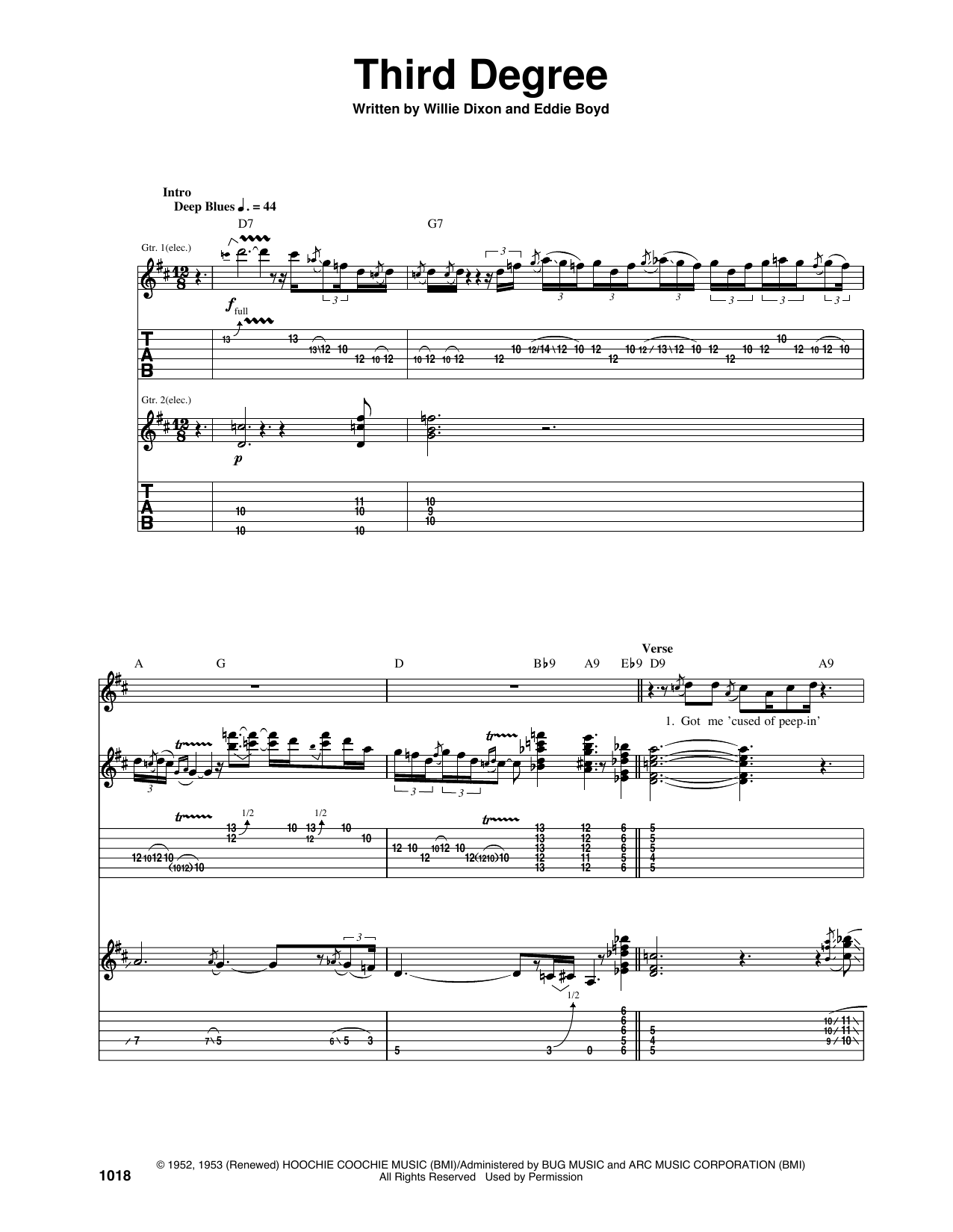 Download Eric Clapton Third Degree Sheet Music and learn how to play Guitar Tab PDF digital score in minutes