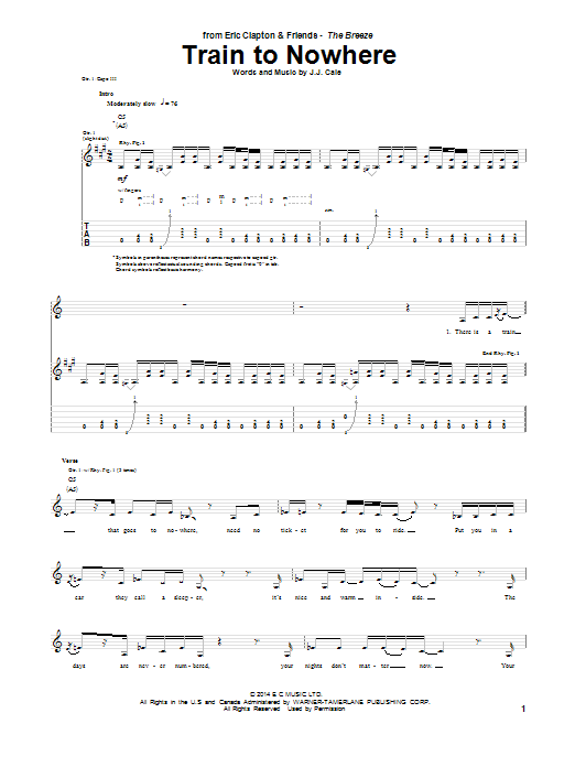 Download Eric Clapton Train To Nowhere Sheet Music and learn how to play Guitar Tab PDF digital score in minutes