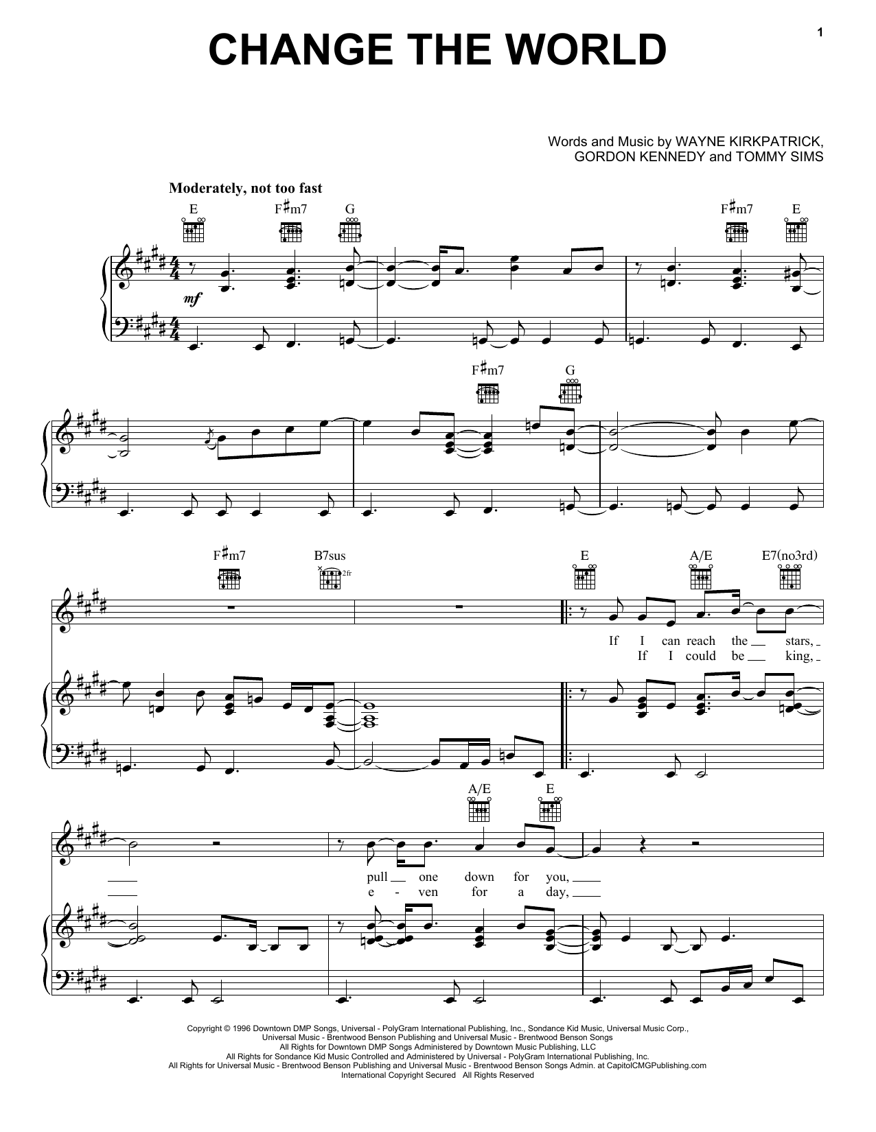 Download Eric Clapton with Wynonna Change The World Sheet Music and learn how to play Piano, Vocal & Guitar (Right-Hand Melody) PDF digital score in minutes