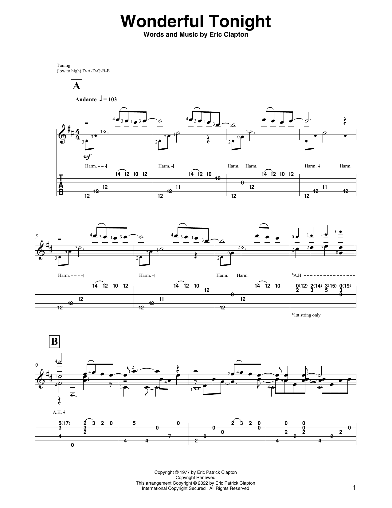 Download Eric Clapton Wonderful Tonight (arr. David Jaggs) Sheet Music and learn how to play Solo Guitar PDF digital score in minutes