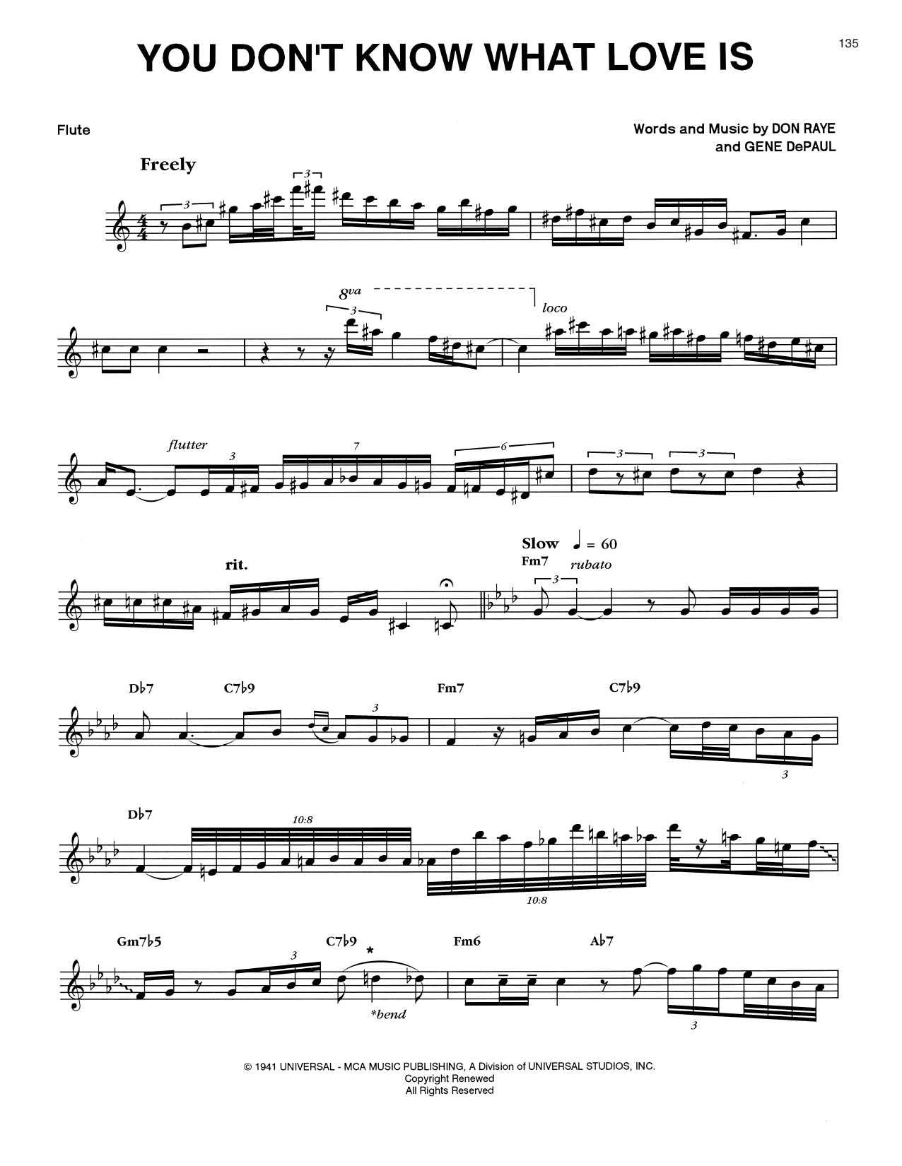 Download Eric Dolphy You Don't Know What Love Is Sheet Music and learn how to play Flute Transcription PDF digital score in minutes