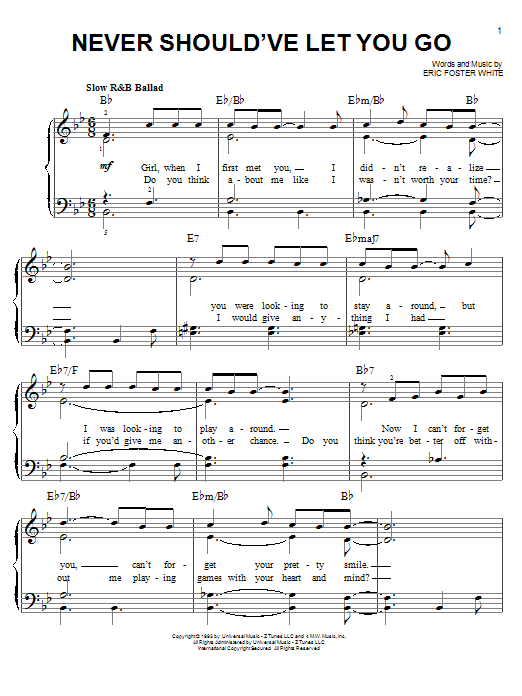 Download Hi-Five Never Should've Let You Go Sheet Music and learn how to play Easy Piano PDF digital score in minutes