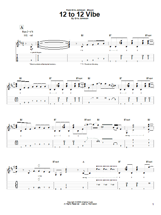 Download Eric Johnson 12 To 12 Vibe Sheet Music and learn how to play Guitar Tab PDF digital score in minutes