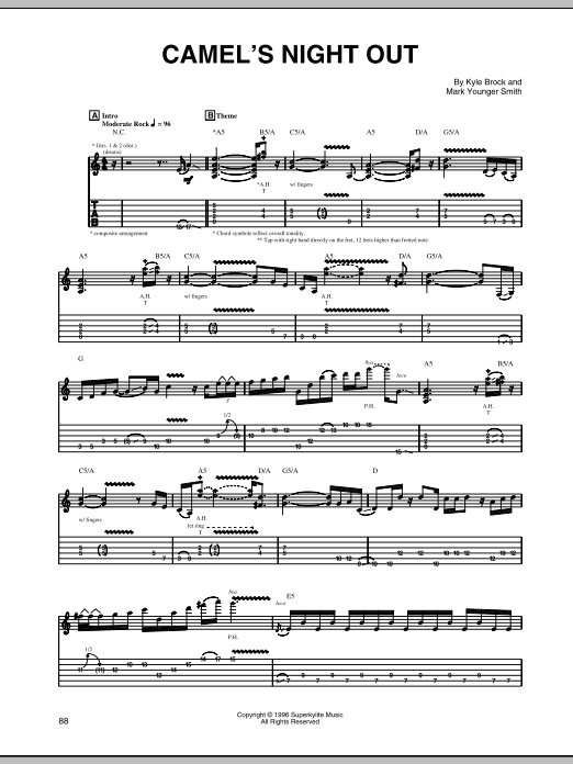 Download Eric Johnson Camel's Night Out Sheet Music and learn how to play Guitar Tab PDF digital score in minutes