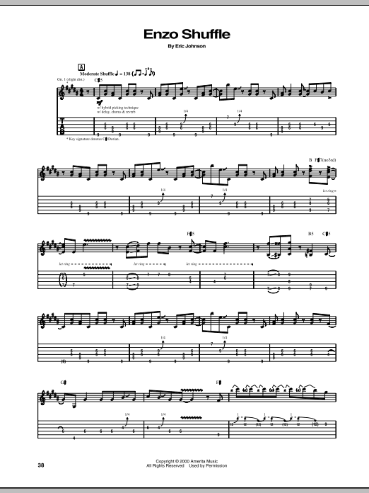 Download Eric Johnson Enzo Shuffle Sheet Music and learn how to play Guitar Tab PDF digital score in minutes