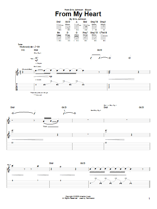 Download Eric Johnson From My Heart Sheet Music and learn how to play Guitar Tab PDF digital score in minutes