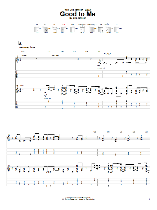Download Eric Johnson Good To Me Sheet Music and learn how to play Guitar Tab PDF digital score in minutes