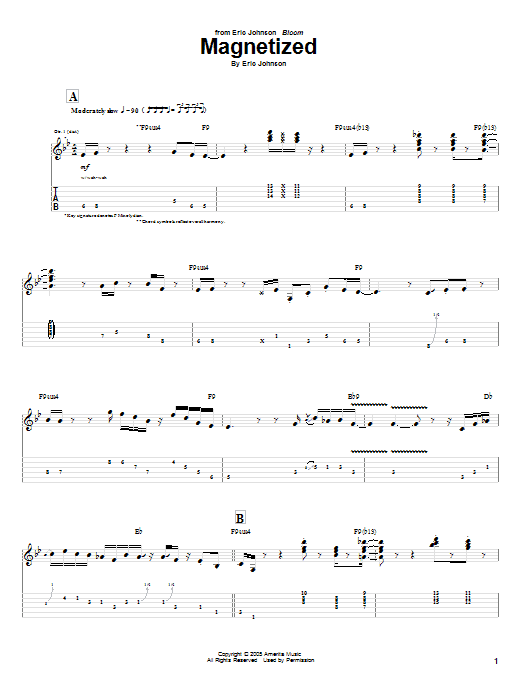 Download Eric Johnson Magnetized Sheet Music and learn how to play Guitar Tab PDF digital score in minutes