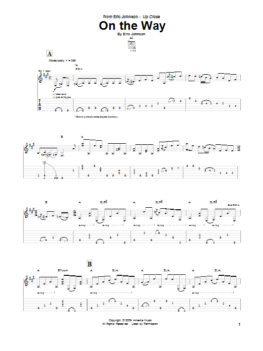 Download Eric Johnson On The Way Sheet Music and learn how to play Guitar Tab PDF digital score in minutes