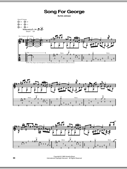 Download Eric Johnson Song For George Sheet Music and learn how to play Guitar Tab PDF digital score in minutes