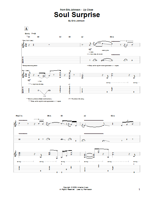 Download Eric Johnson Soul Surprise Sheet Music and learn how to play Guitar Tab PDF digital score in minutes