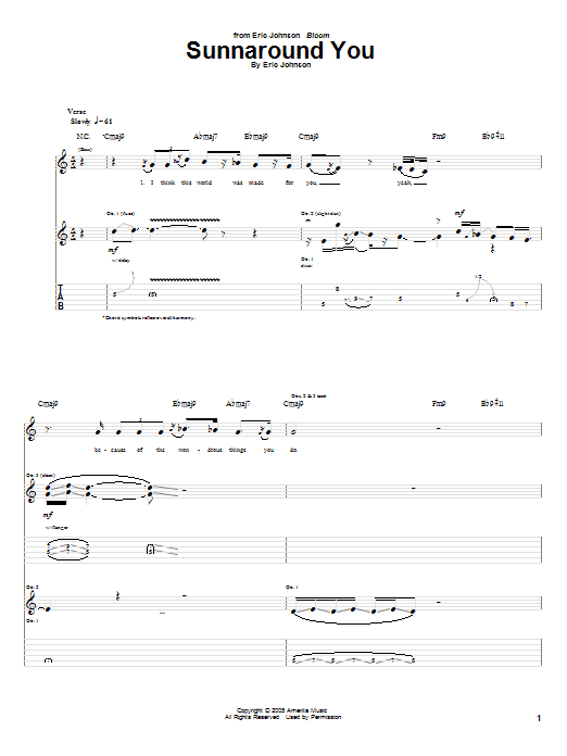 Download Eric Johnson Sunnaround You Sheet Music and learn how to play Guitar Tab PDF digital score in minutes