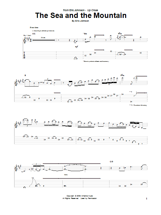 Download Eric Johnson The Sea And The Mountain Sheet Music and learn how to play Guitar Tab PDF digital score in minutes