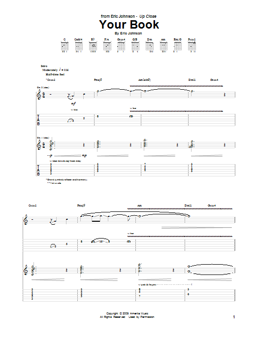 Download Eric Johnson Your Book Sheet Music and learn how to play Guitar Tab PDF digital score in minutes
