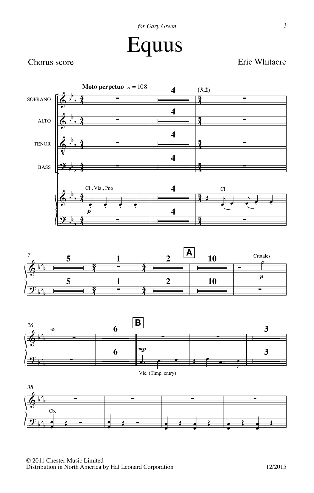 Download Eric Whitacre Equus Sheet Music and learn how to play SATB PDF digital score in minutes