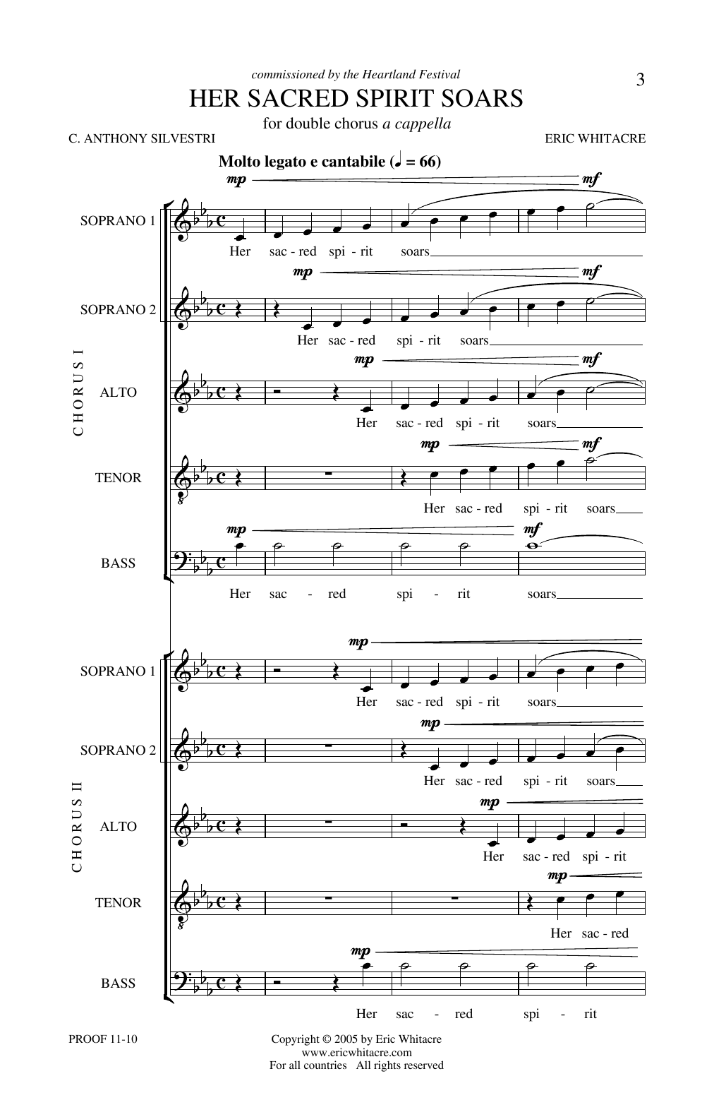 Download Eric Whitacre Her Sacred Spirit Soars Sheet Music and learn how to play SSSSAATTBB PDF digital score in minutes