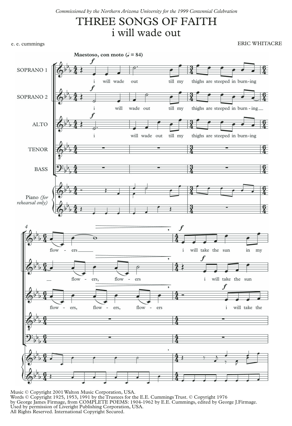 Download Eric Whitacre I Will Wade Out Sheet Music and learn how to play SATB PDF digital score in minutes